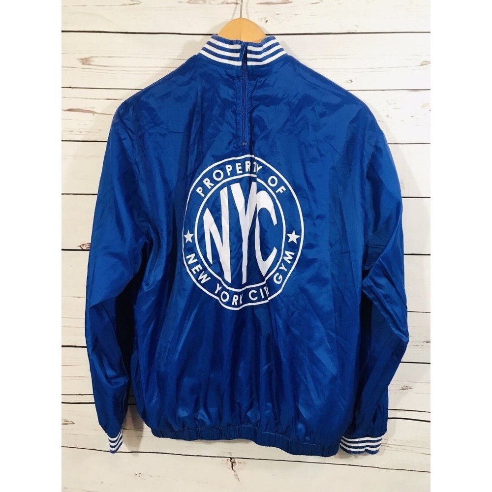 NYC New York City Gym Forever 21 Windbreaker Jacket Blue Sz S Athleisure